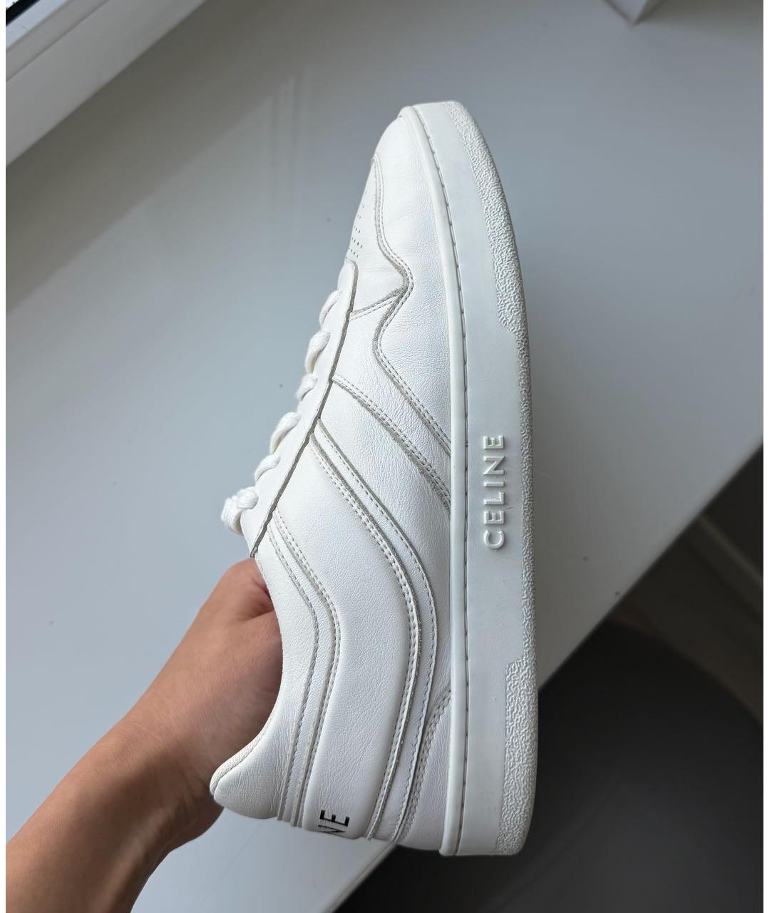 CELINE Белые кожаные кеды, фото 7