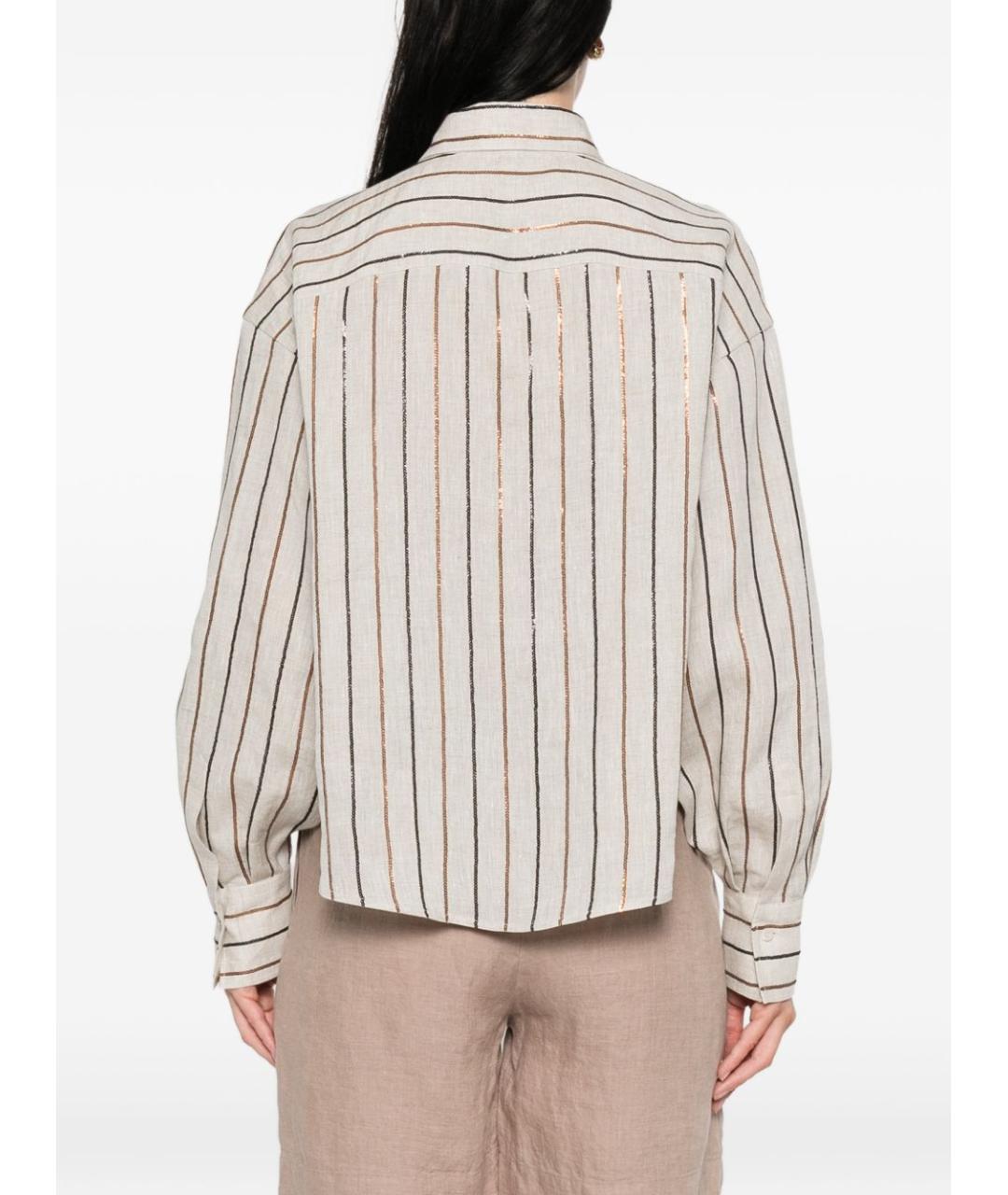 BRUNELLO CUCINELLI Бежевая льняная рубашка, фото 2