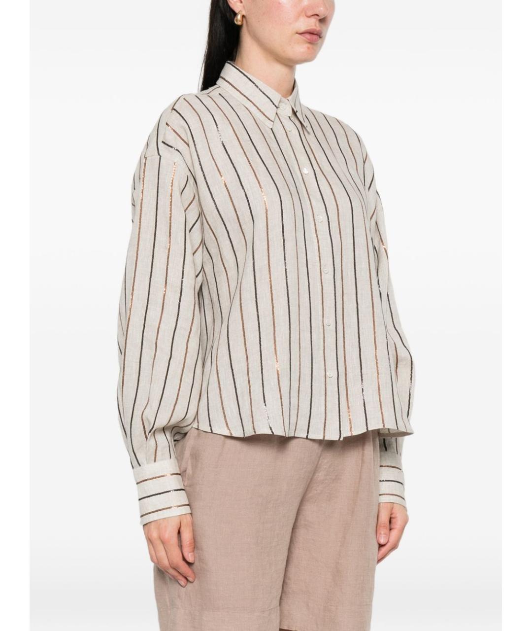 BRUNELLO CUCINELLI Бежевая льняная рубашка, фото 5
