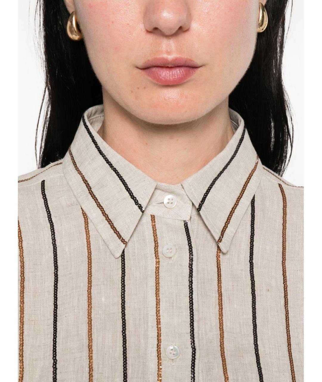 BRUNELLO CUCINELLI Бежевая льняная рубашка, фото 4