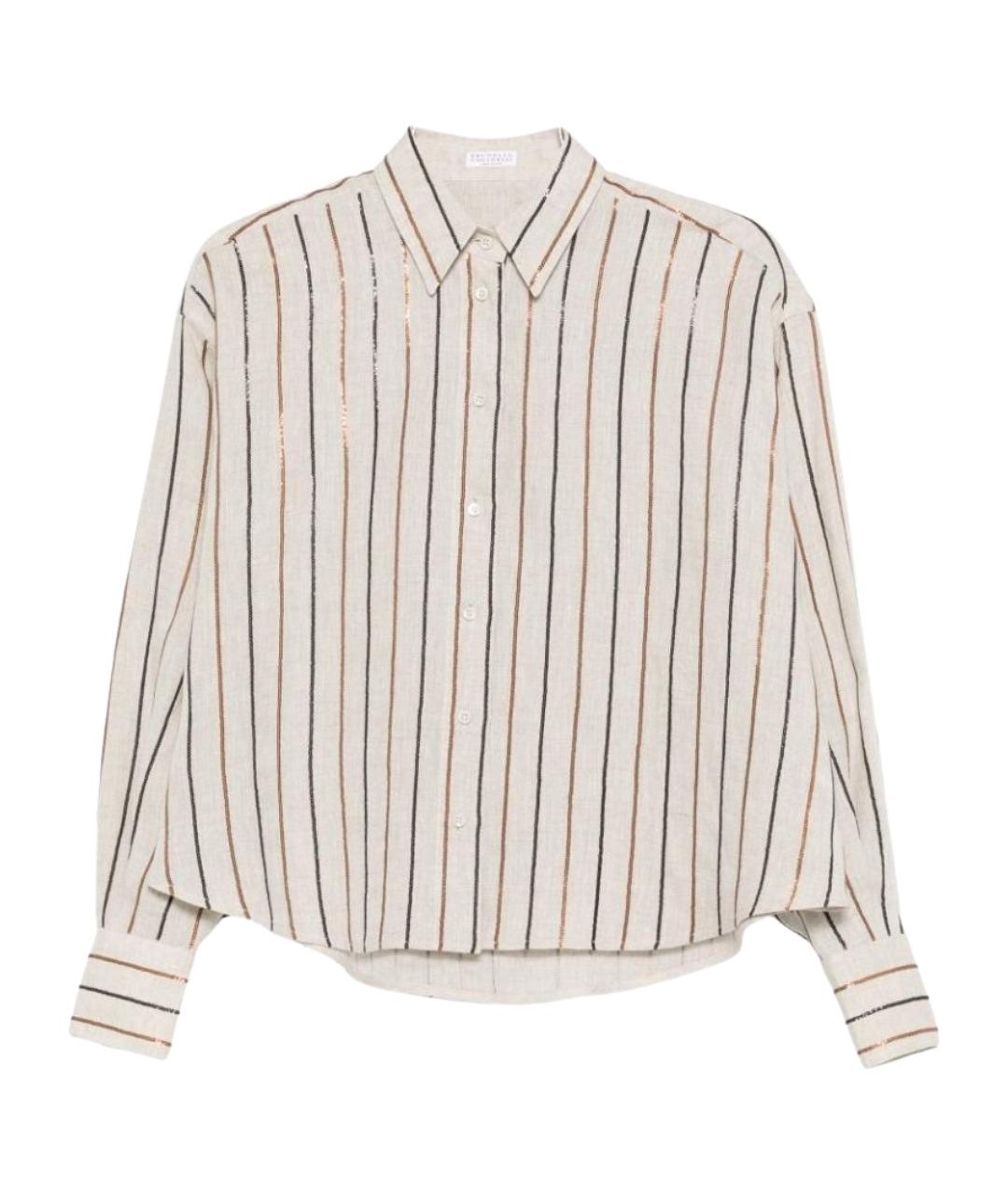 BRUNELLO CUCINELLI Бежевая льняная рубашка, фото 1