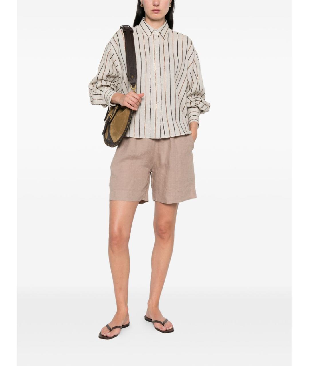 BRUNELLO CUCINELLI Бежевая льняная рубашка, фото 3