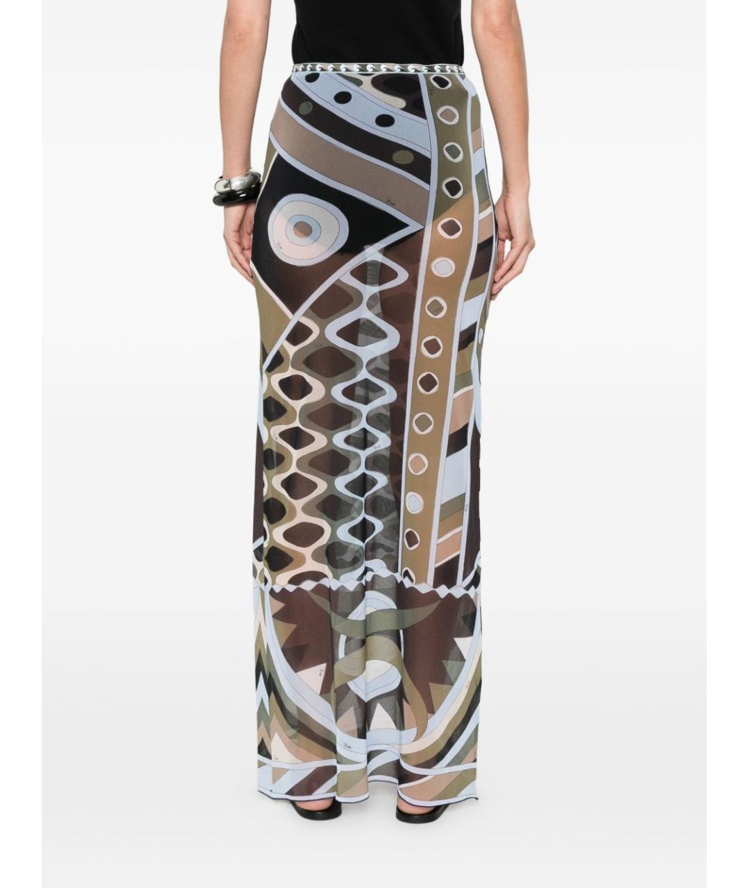 PUCCI Синяя полиамидовая юбка макси, фото 4