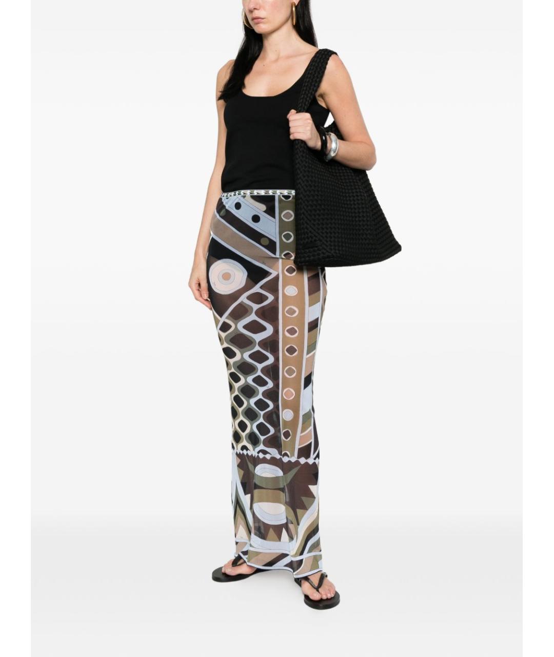 PUCCI Синяя полиамидовая юбка макси, фото 2