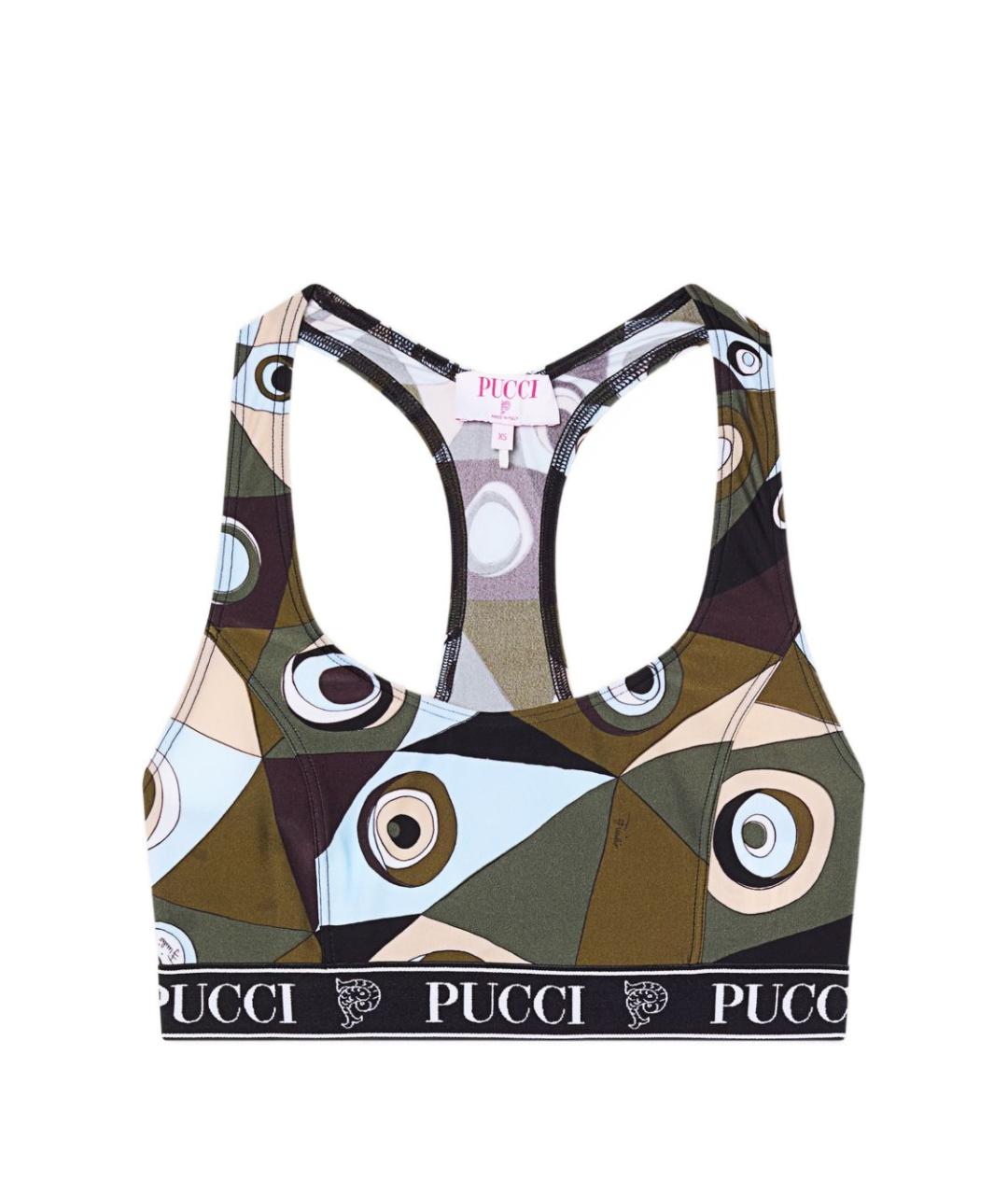 PUCCI Хаки полиамидовая майка, фото 1