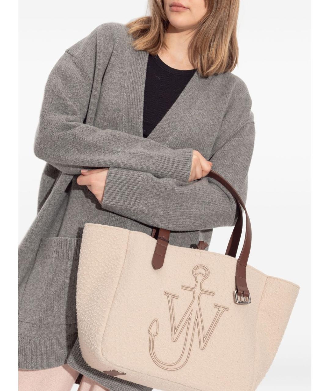 J.W.ANDERSON Бежевая кожаная сумка тоут, фото 2