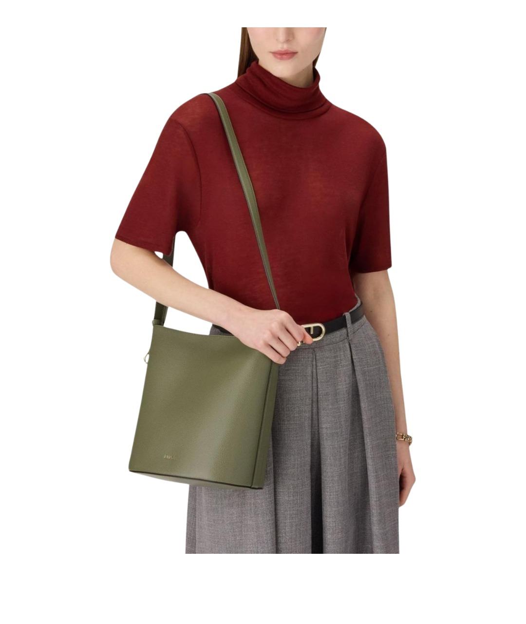 FURLA Зеленая кожаная сумка тоут, фото 2