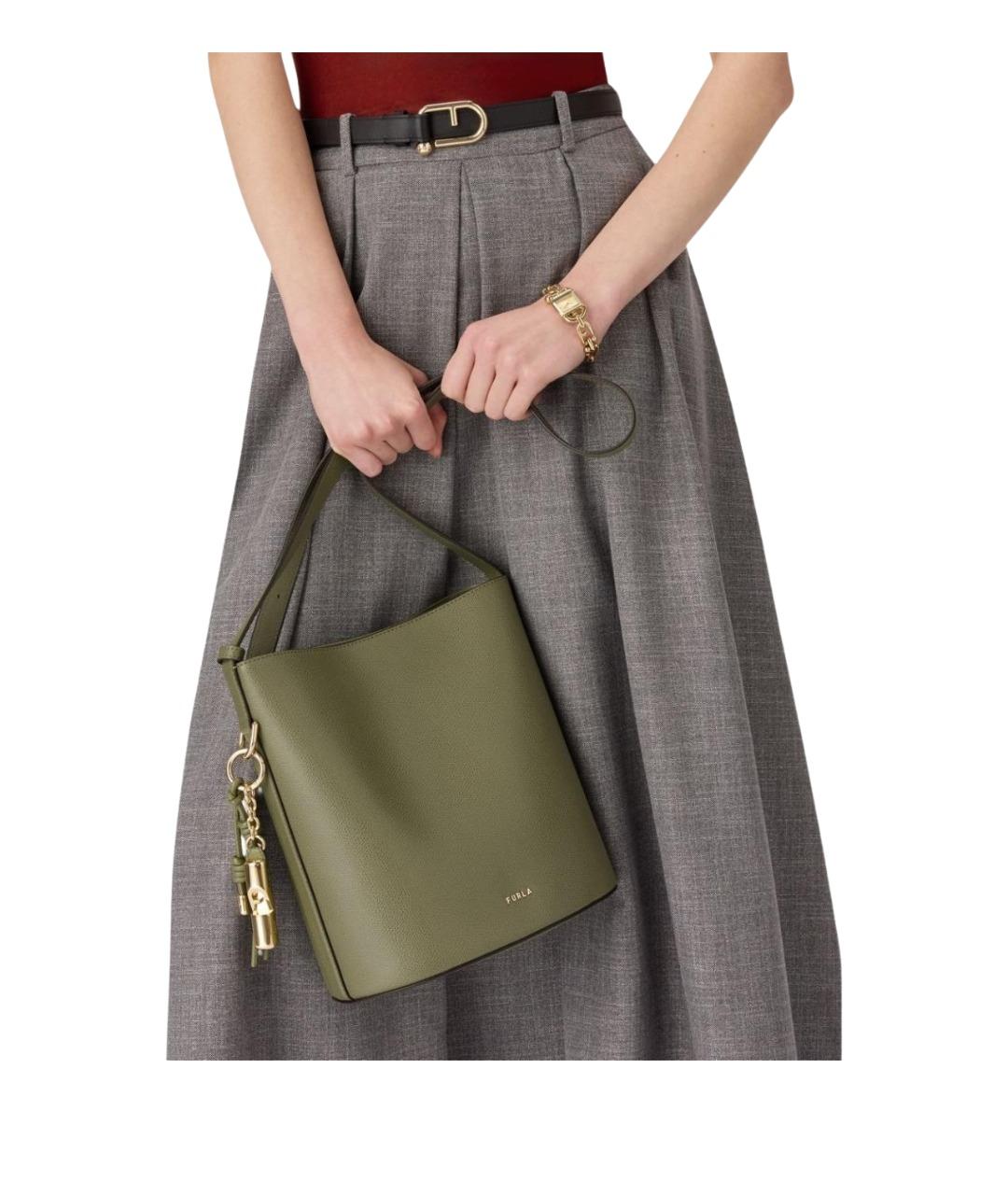 FURLA Зеленая кожаная сумка тоут, фото 1