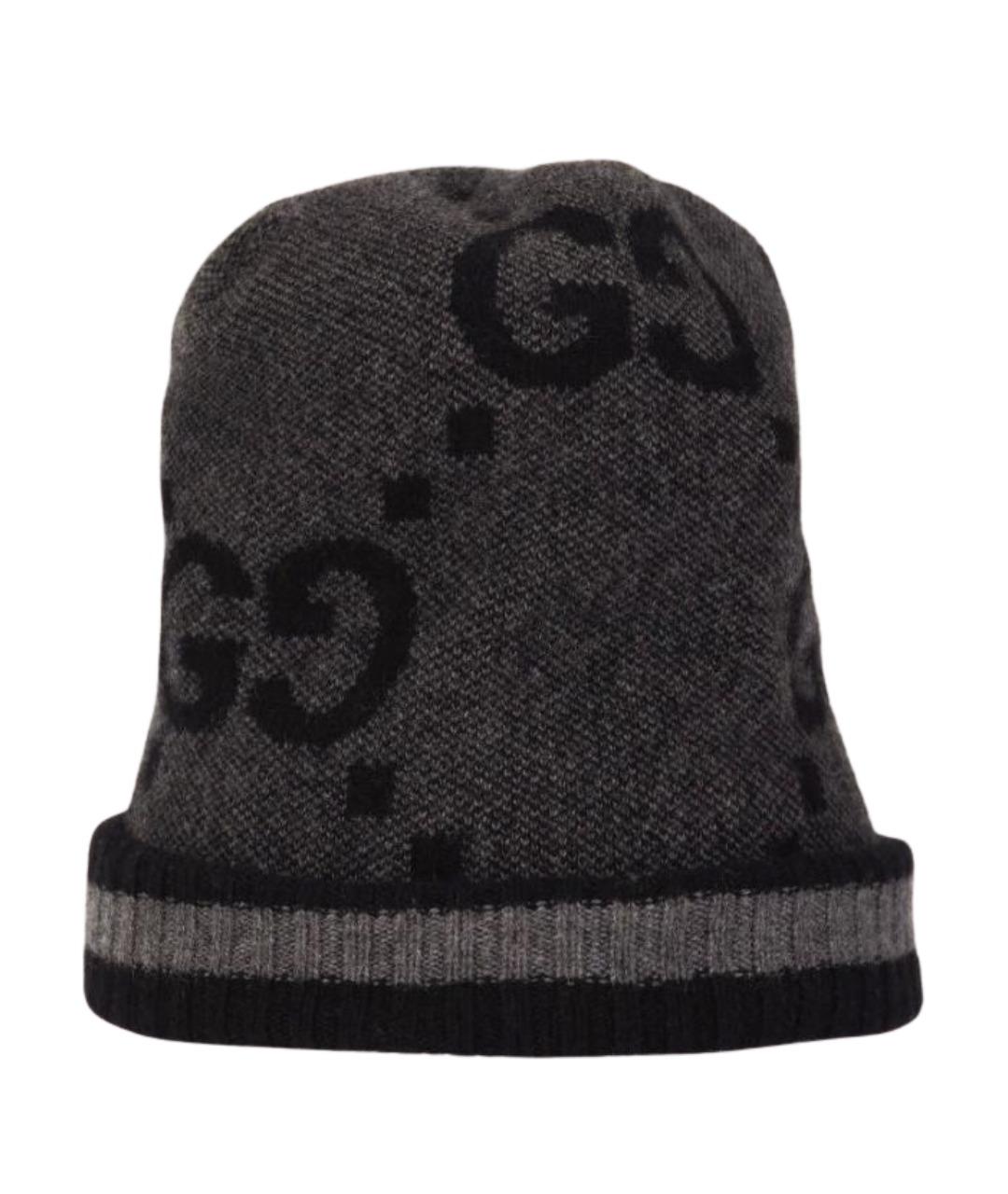 GUCCI Антрацитовая кашемировая шапка, фото 1