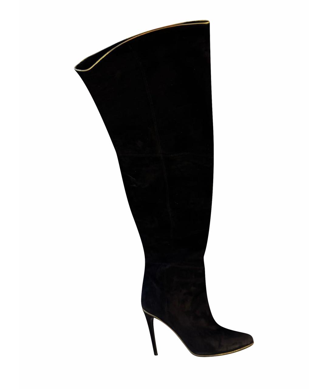 BALMAIN Черные замшевые ботфорты, фото 1