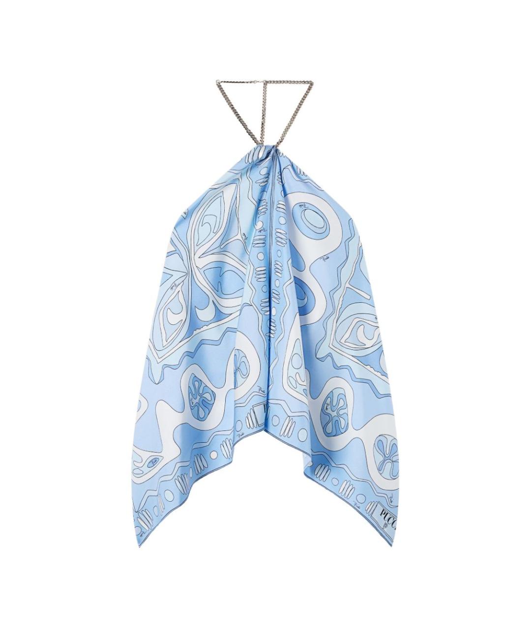 PUCCI Голубая шелковая майка, фото 1