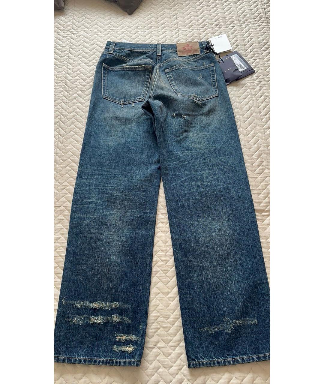 PRADA Синие хлопковые прямые джинсы, фото 5