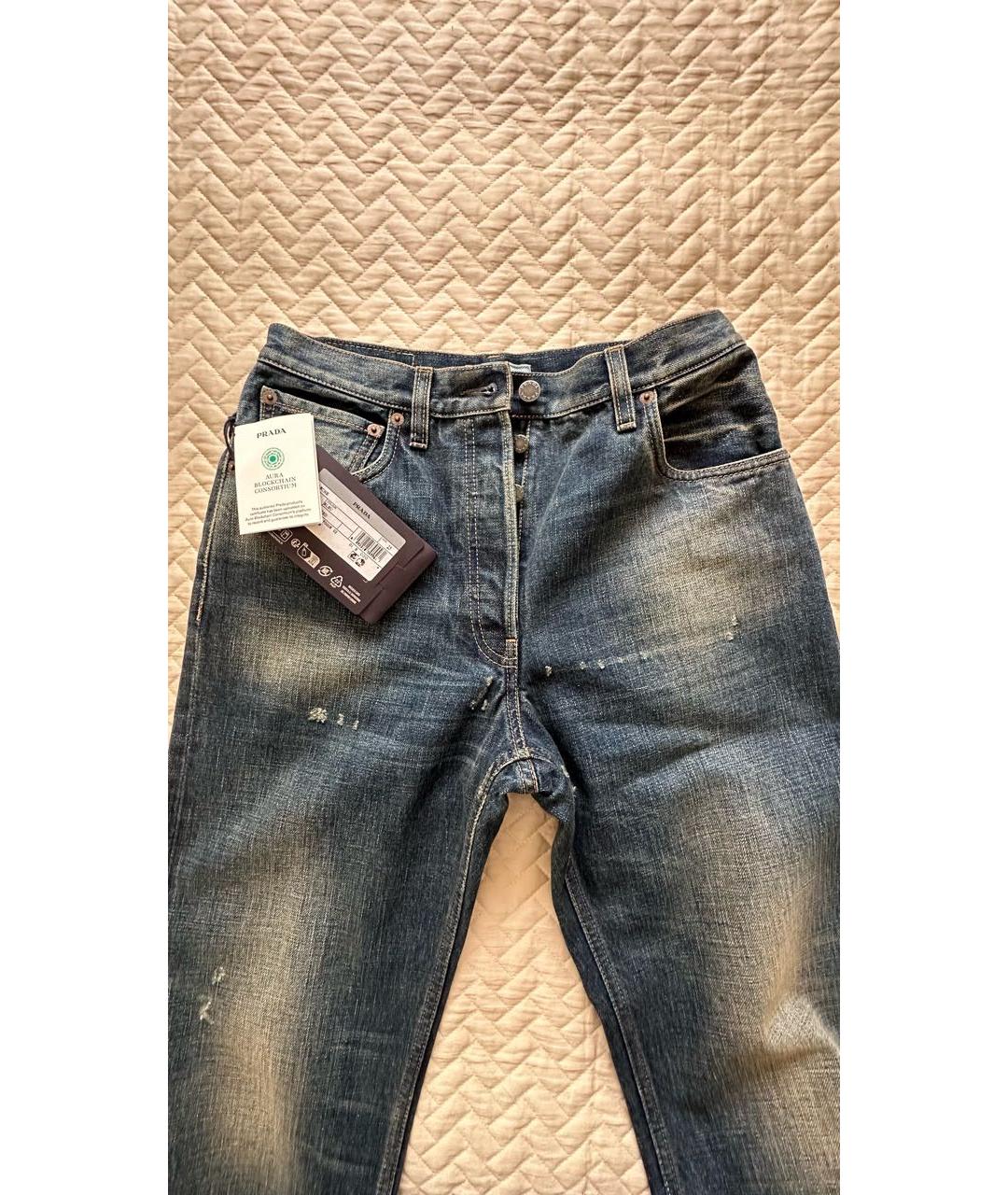 PRADA Синие хлопковые прямые джинсы, фото 3