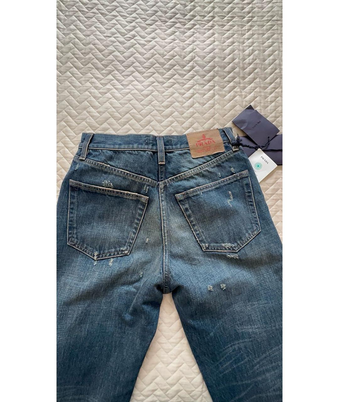 PRADA Синие хлопковые прямые джинсы, фото 4