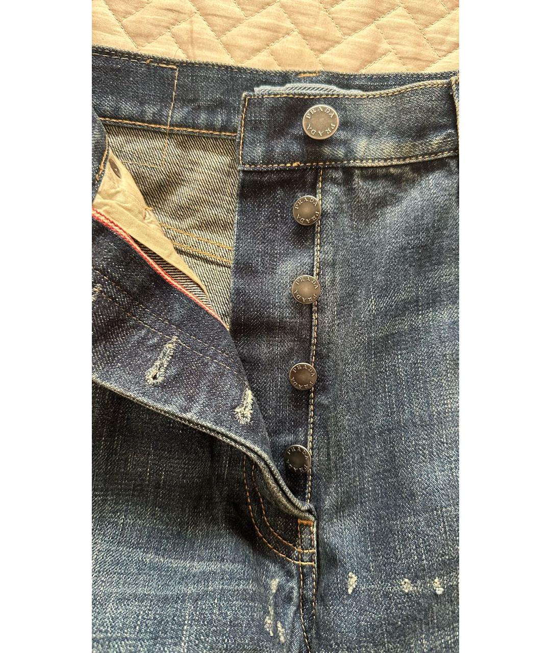 PRADA Синие хлопковые прямые джинсы, фото 7