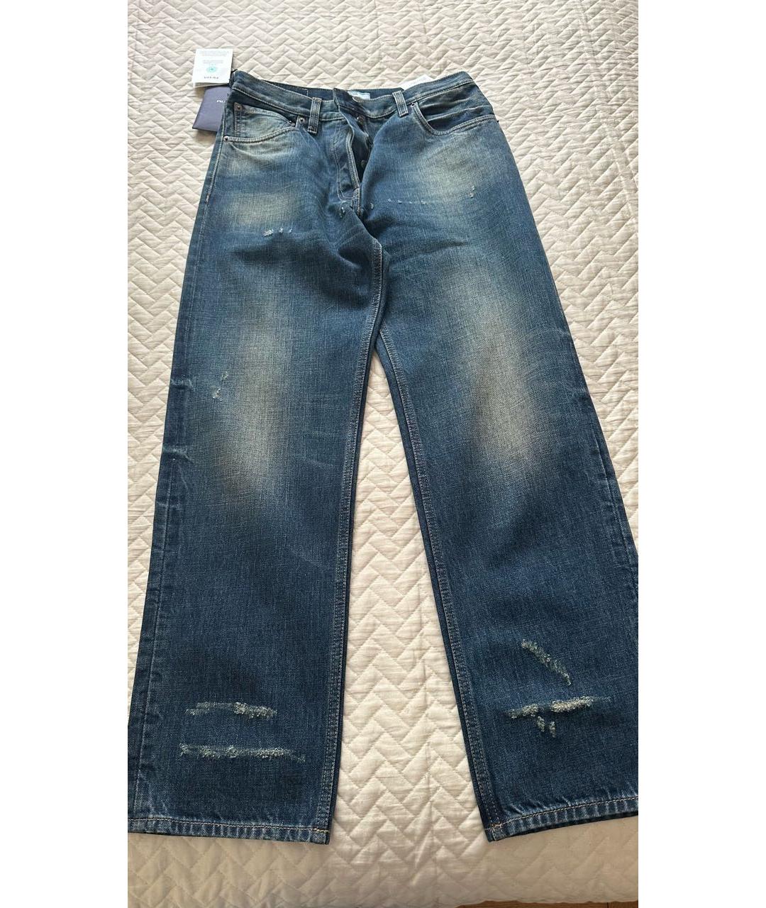 PRADA Синие хлопковые прямые джинсы, фото 9