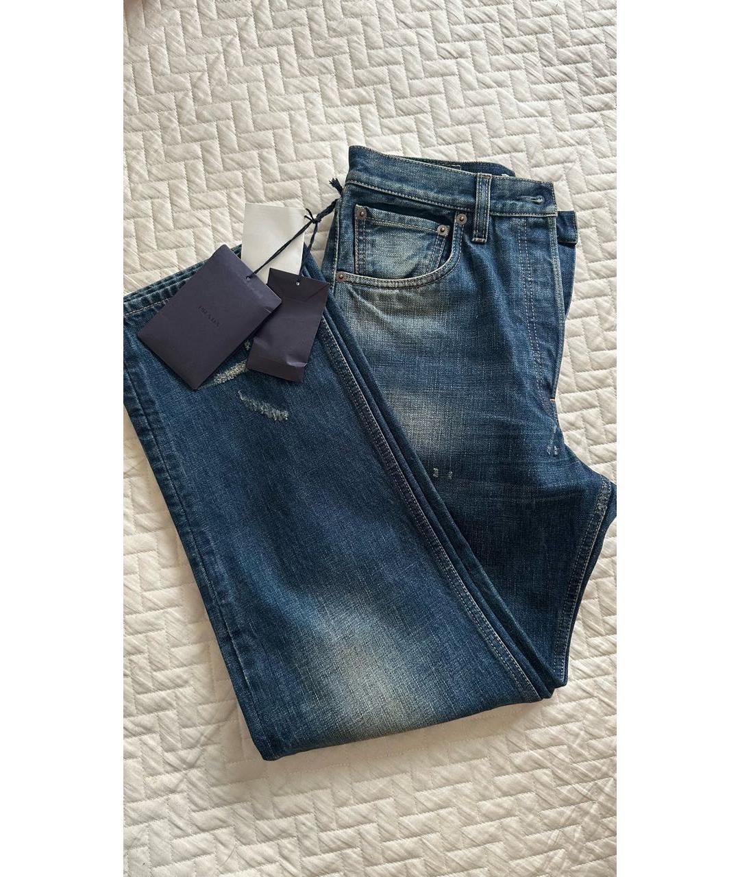 PRADA Синие хлопковые прямые джинсы, фото 2