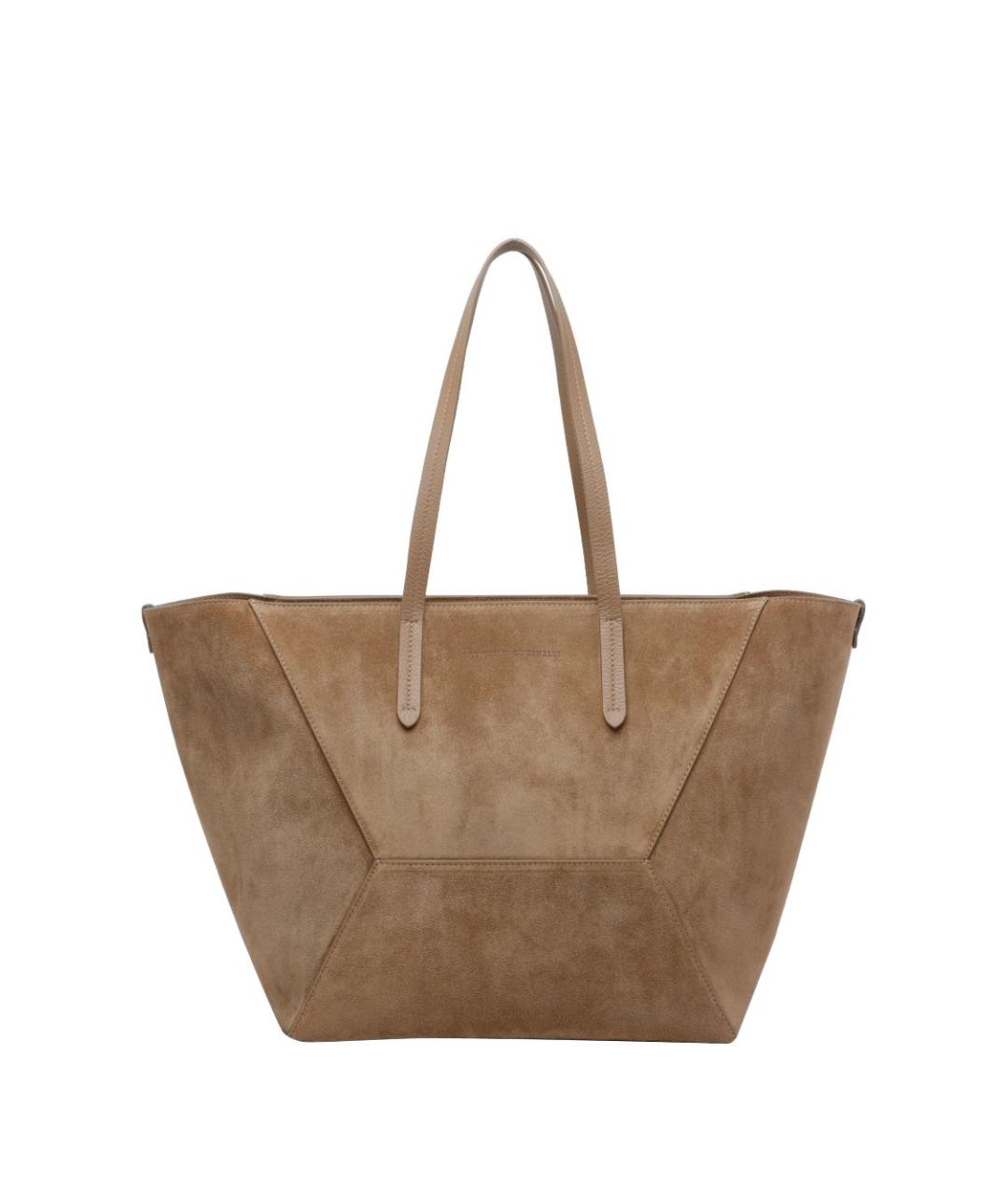 BRUNELLO CUCINELLI Коричневая замшевая сумка тоут, фото 1