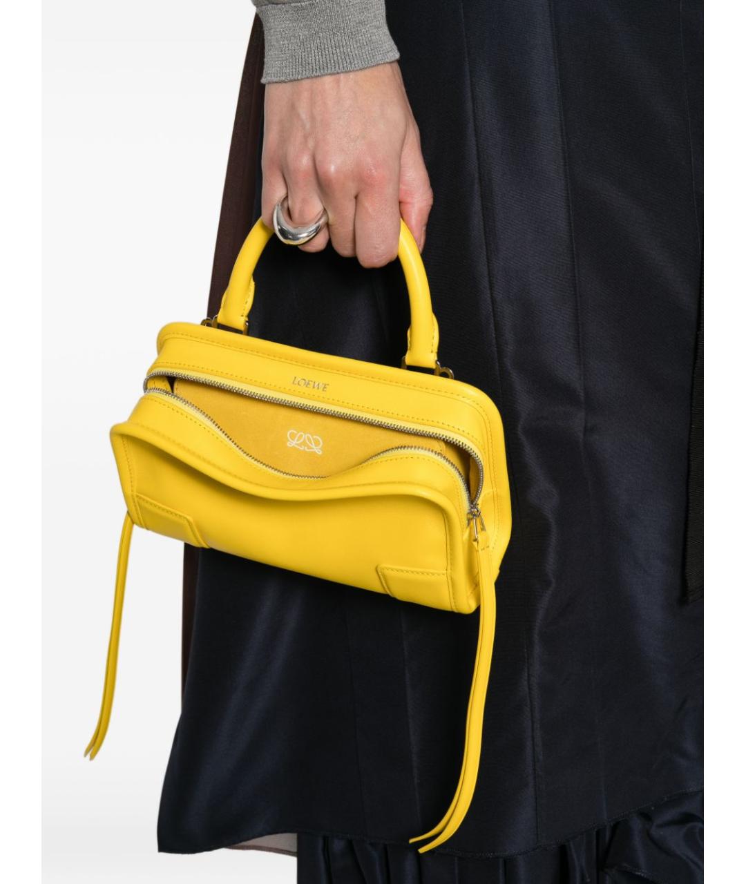 LOEWE Желтая кожаная сумка тоут, фото 4