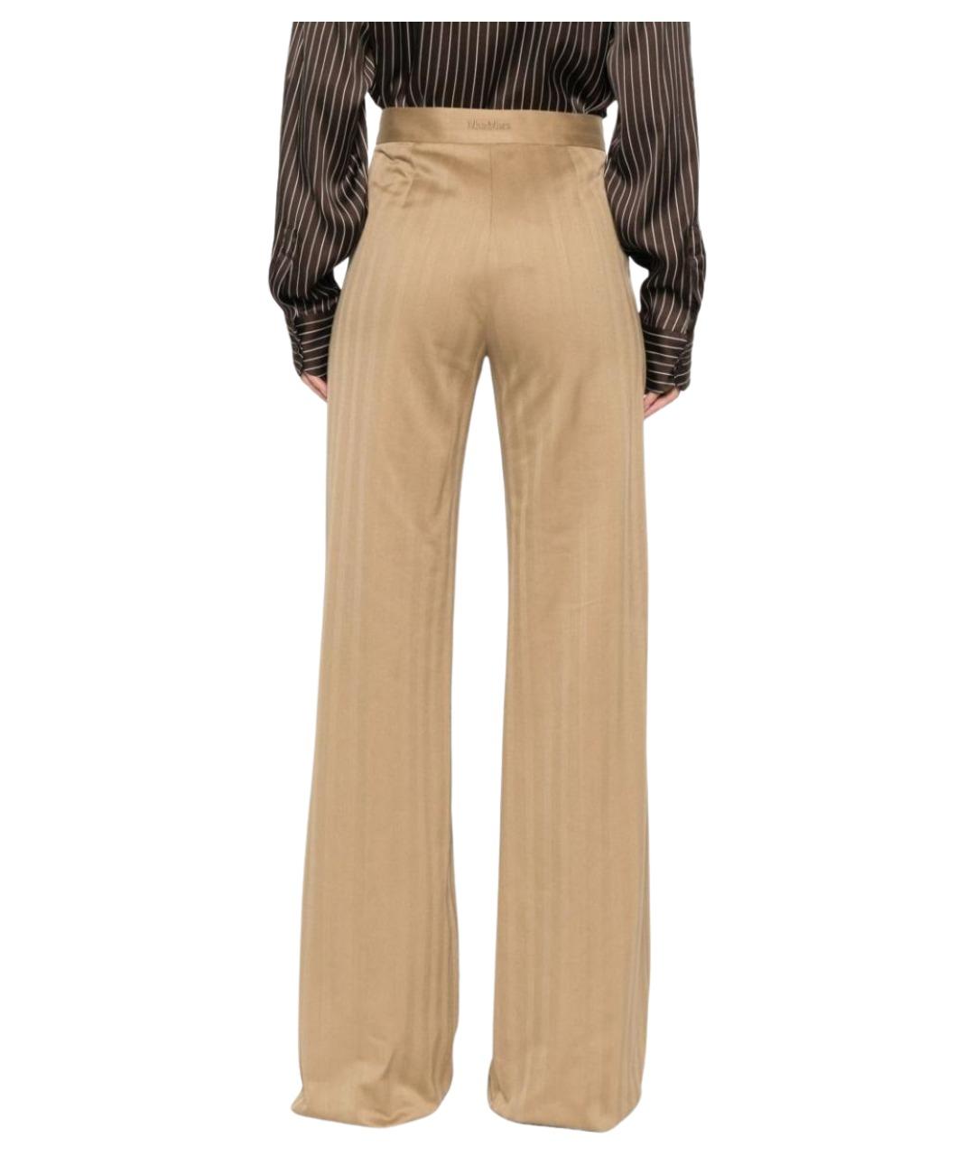 MAX MARA Бежевые хлопковые прямые брюки, фото 2