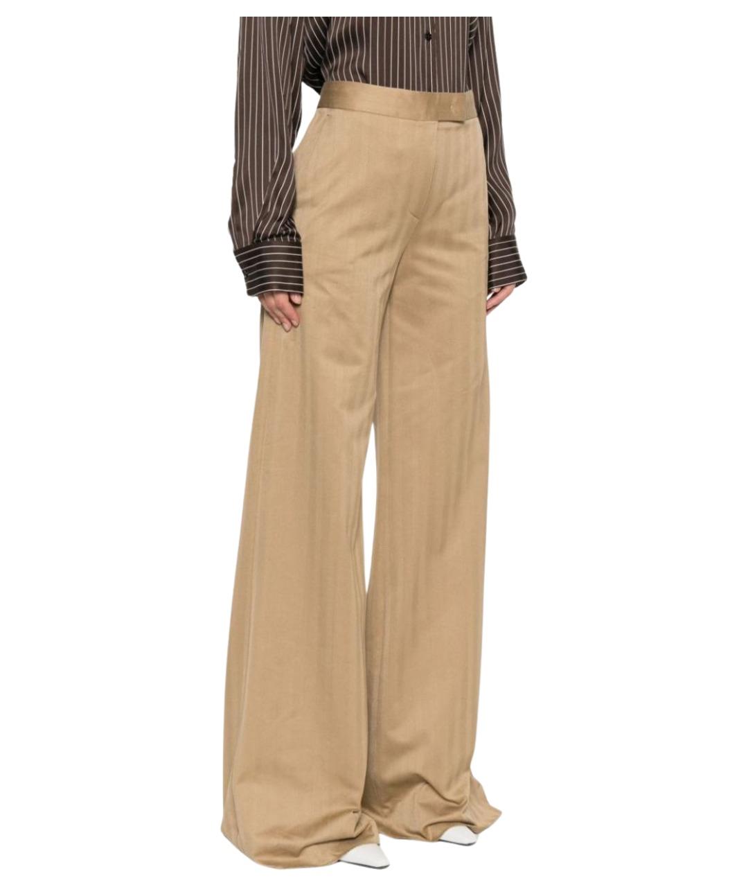 MAX MARA Бежевые хлопковые прямые брюки, фото 3