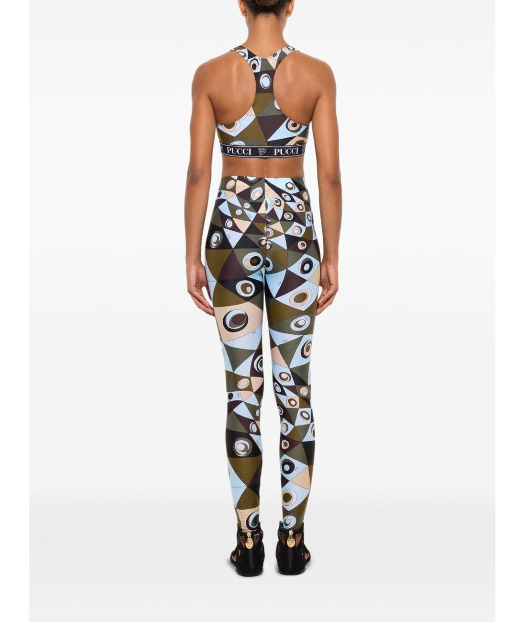 PUCCI Хаки полиамидовые прямые брюки, фото 4