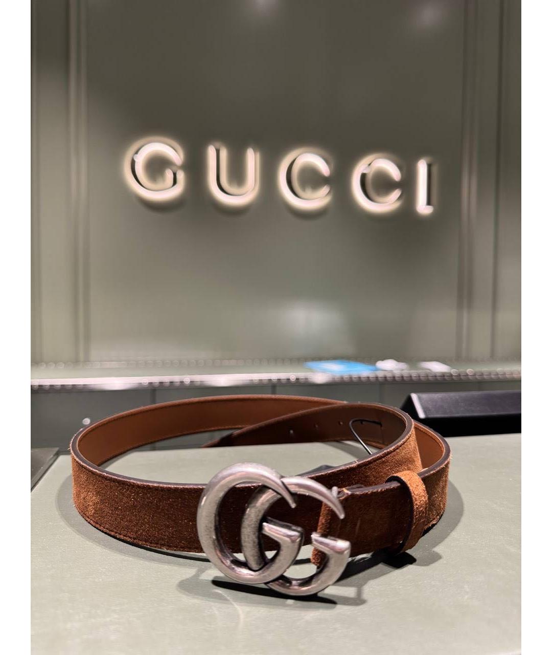 GUCCI Коричневый замшевый ремень, фото 8