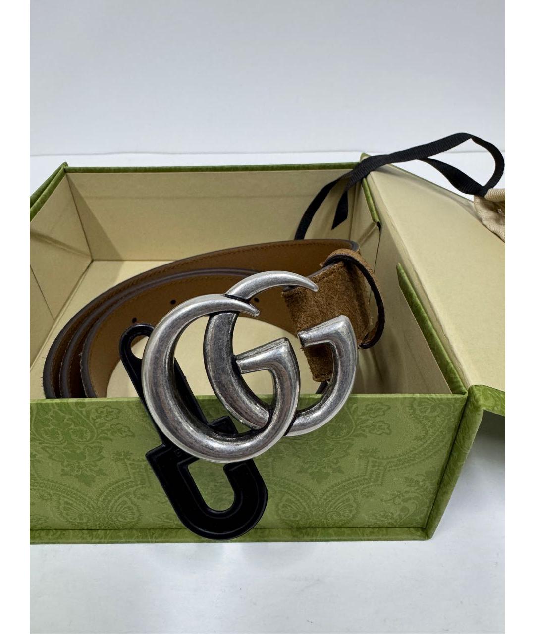 GUCCI Коричневый замшевый ремень, фото 4