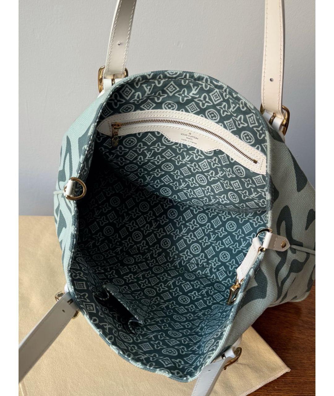 LOUIS VUITTON Голубая хлопковая сумка тоут, фото 4