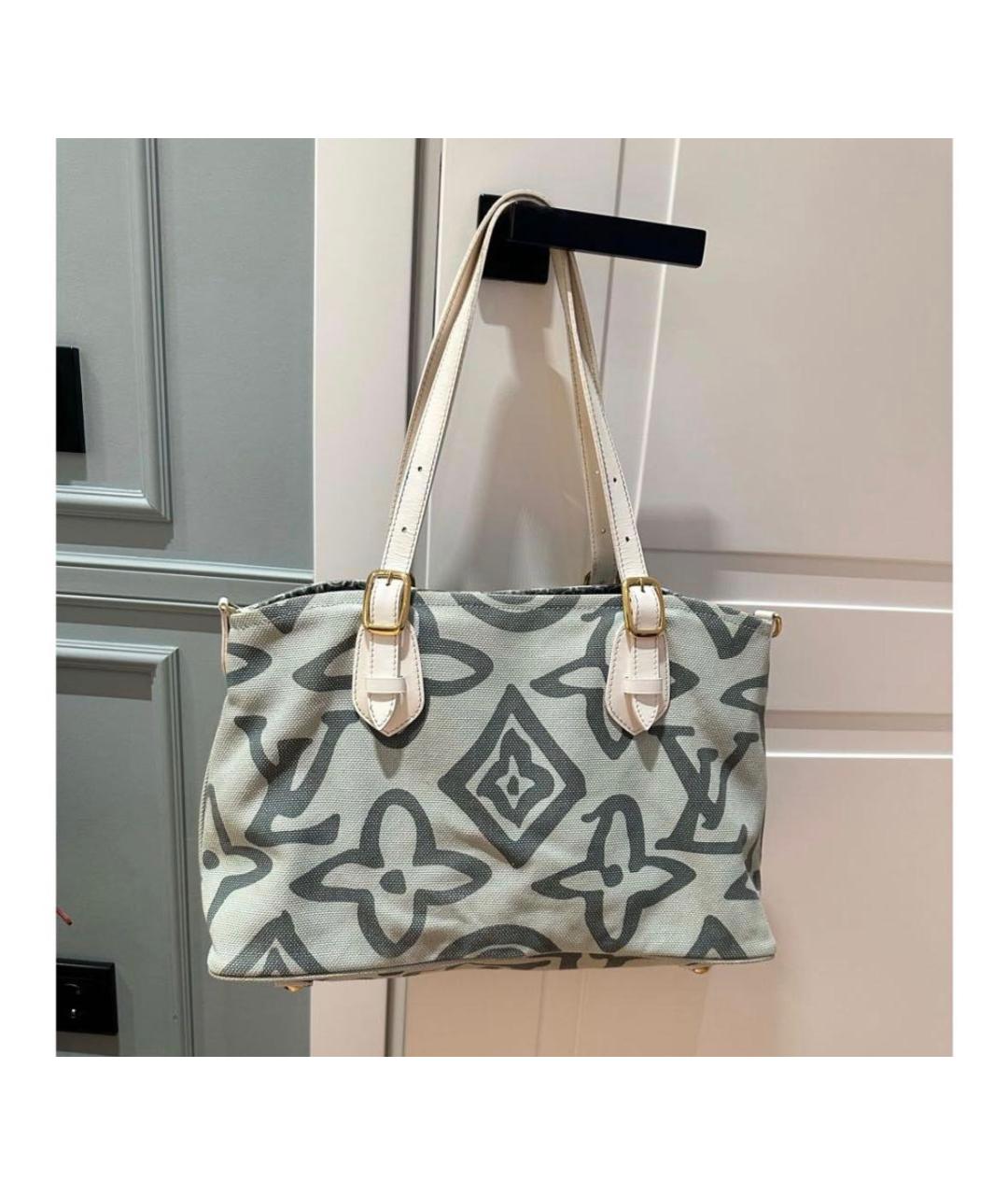 LOUIS VUITTON Голубая хлопковая сумка тоут, фото 3