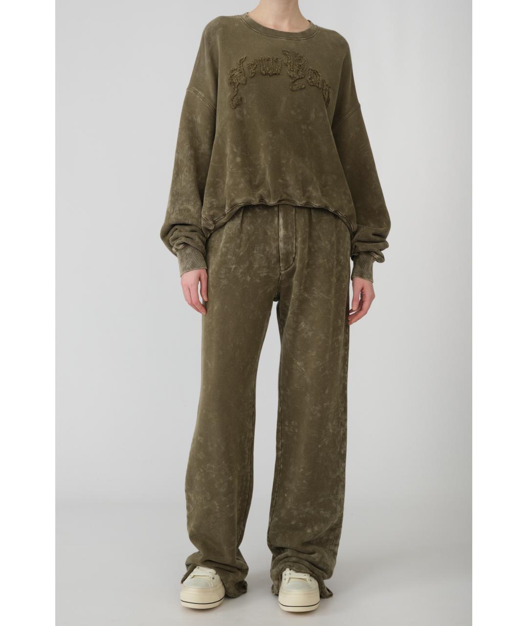 R13 Зеленые хлопковые прямые брюки, фото 5