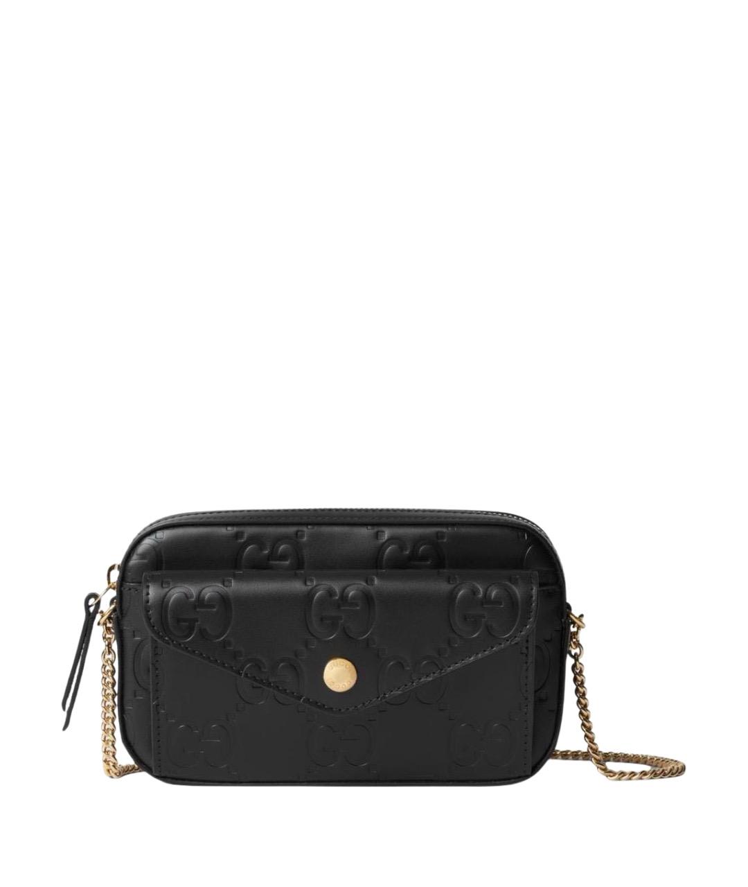 GUCCI Черная кожаная сумка через плечо, фото 1