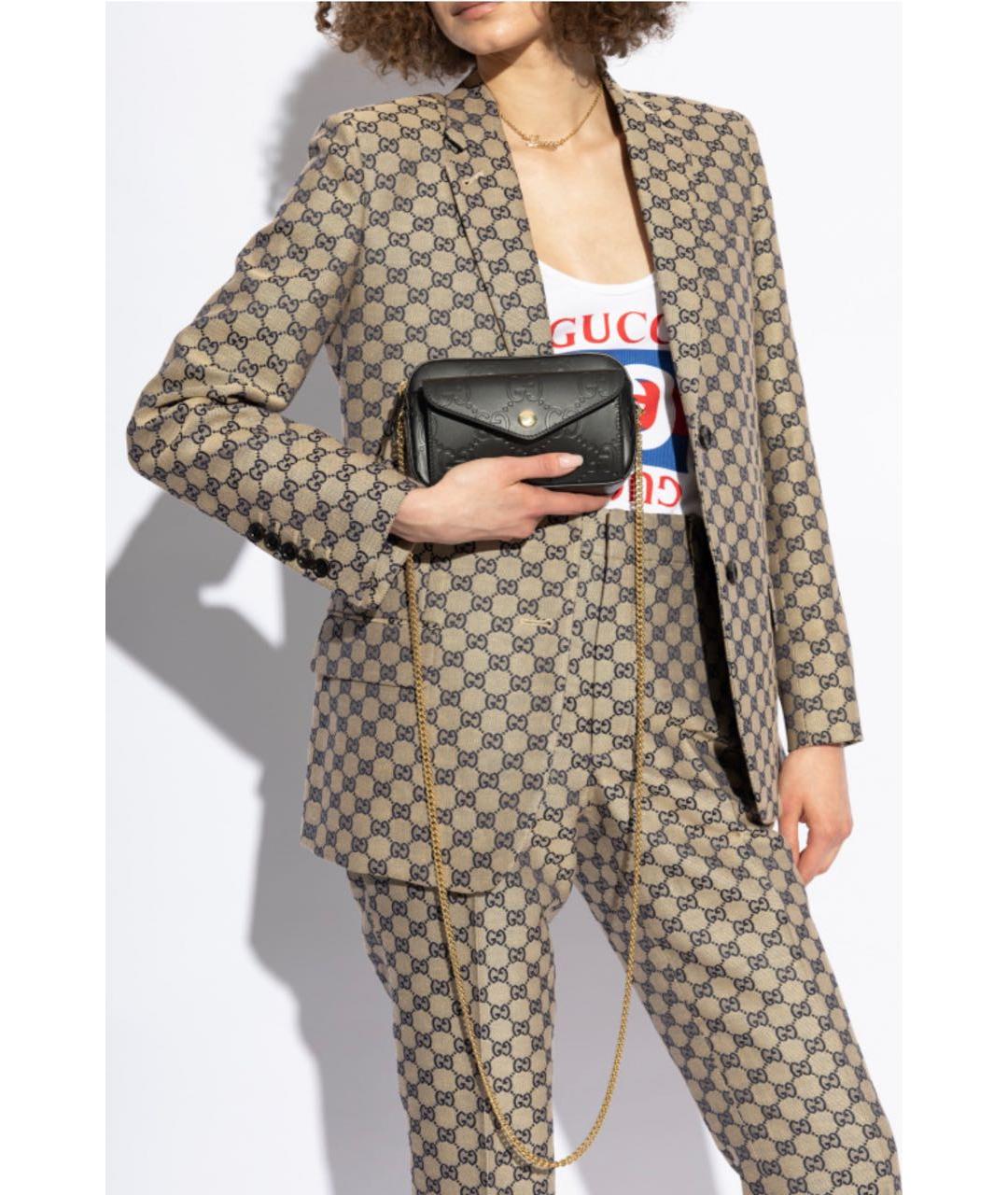 GUCCI Черная кожаная сумка через плечо, фото 3