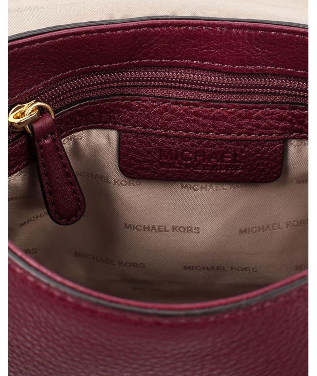 MICHAEL MICHAEL KORS Бордовая кожаная сумка через плечо, фото 6