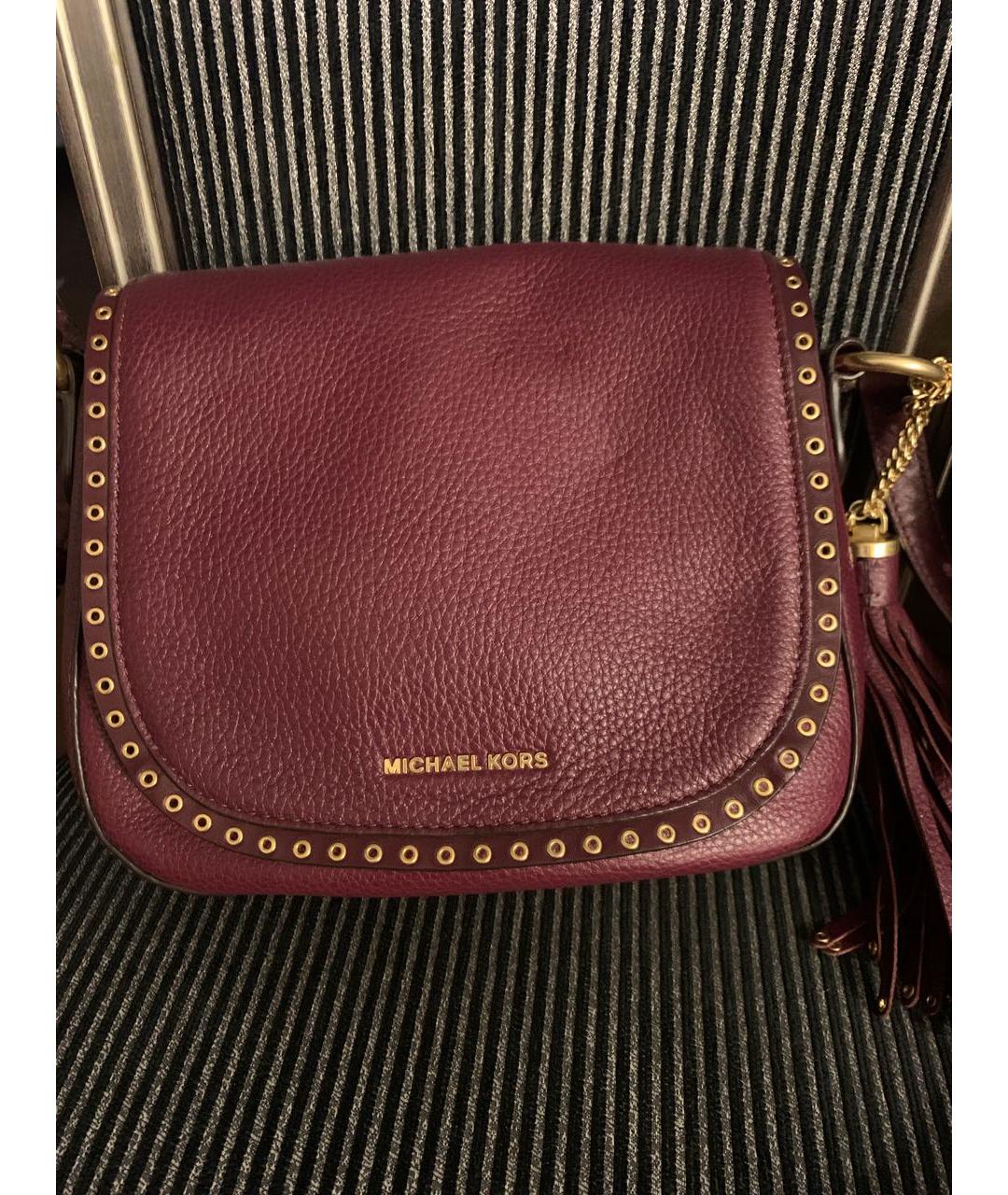 MICHAEL MICHAEL KORS Бордовая кожаная сумка через плечо, фото 7