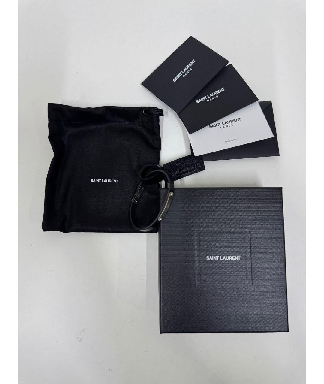 SAINT LAURENT Черный металлический браслет, фото 5