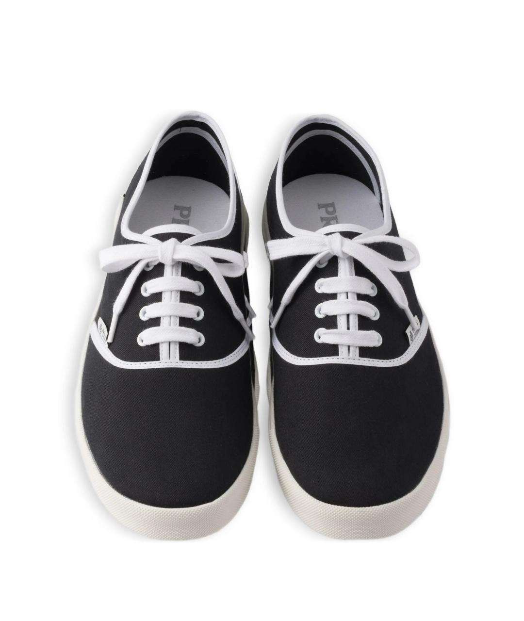 PRADA Черные текстильные низкие кроссовки / кеды, фото 3