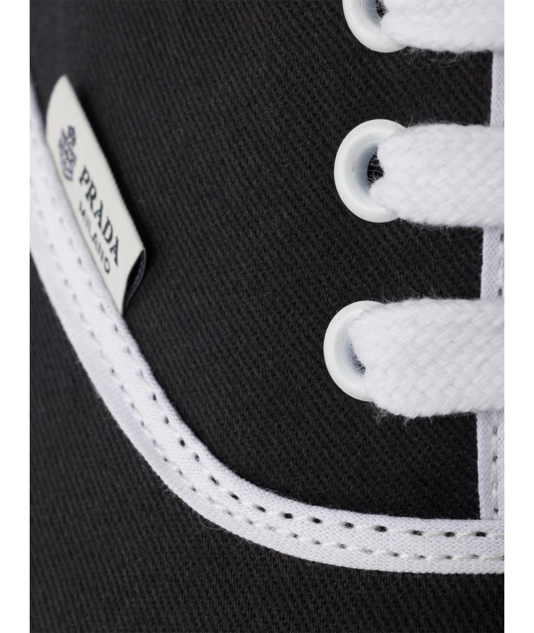 PRADA Черные текстильные низкие кроссовки / кеды, фото 4