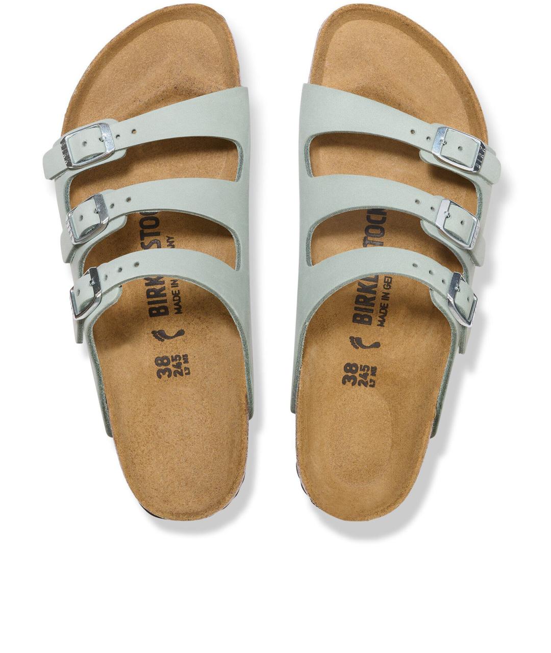 BIRKENSTOCK Голубые кожаные шлепанцы, фото 3
