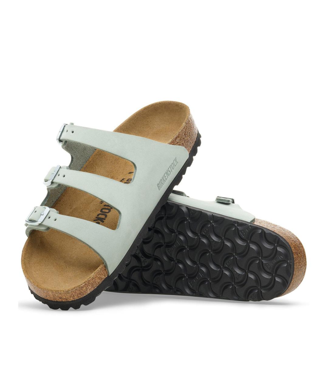 BIRKENSTOCK Голубые кожаные шлепанцы, фото 4