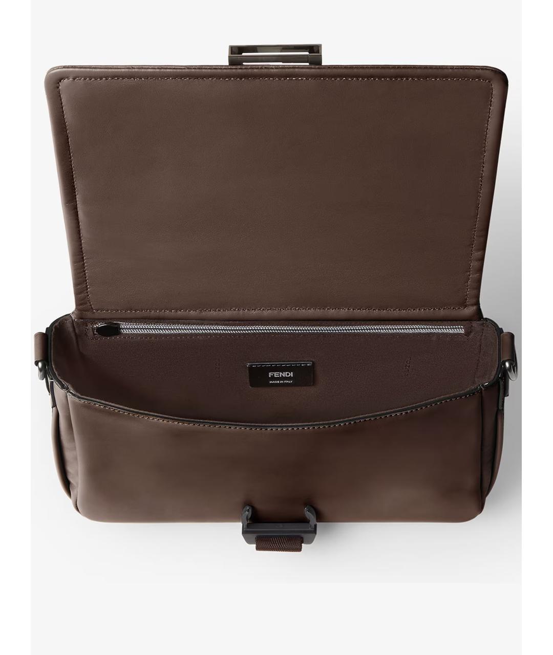 FENDI Коричневая кожаная сумка через плечо, фото 4