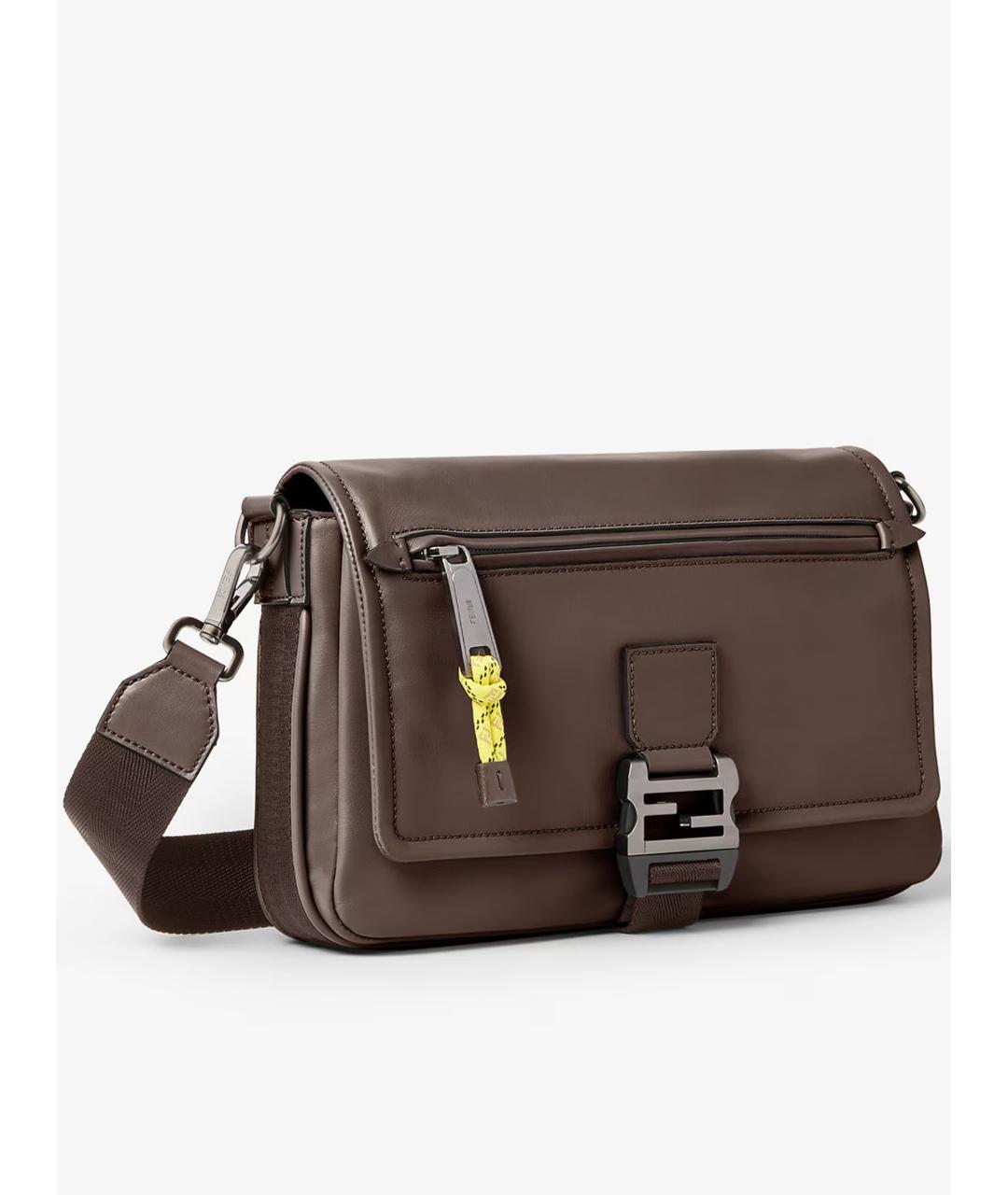 FENDI Коричневая кожаная сумка через плечо, фото 2