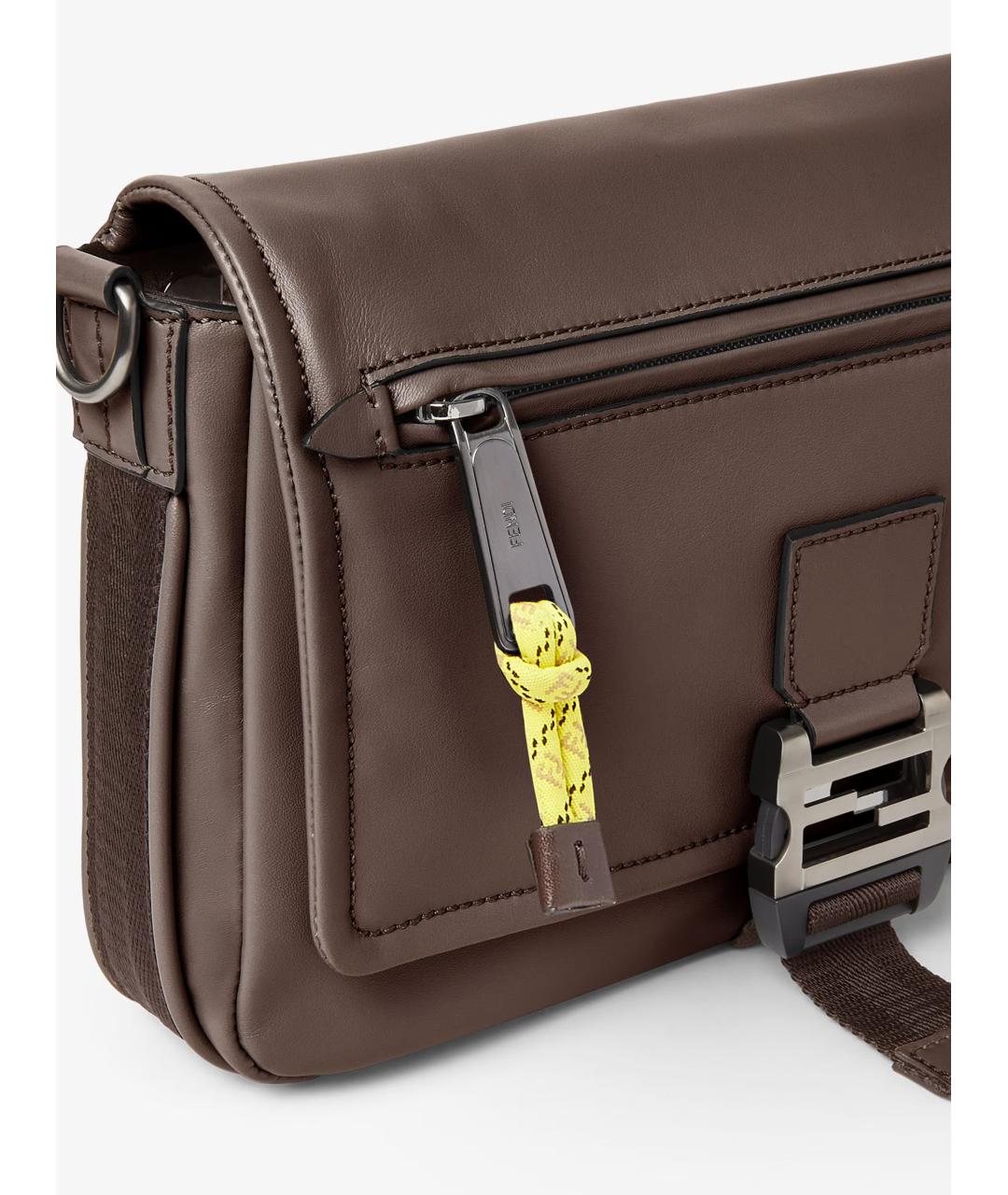 FENDI Коричневая кожаная сумка через плечо, фото 5