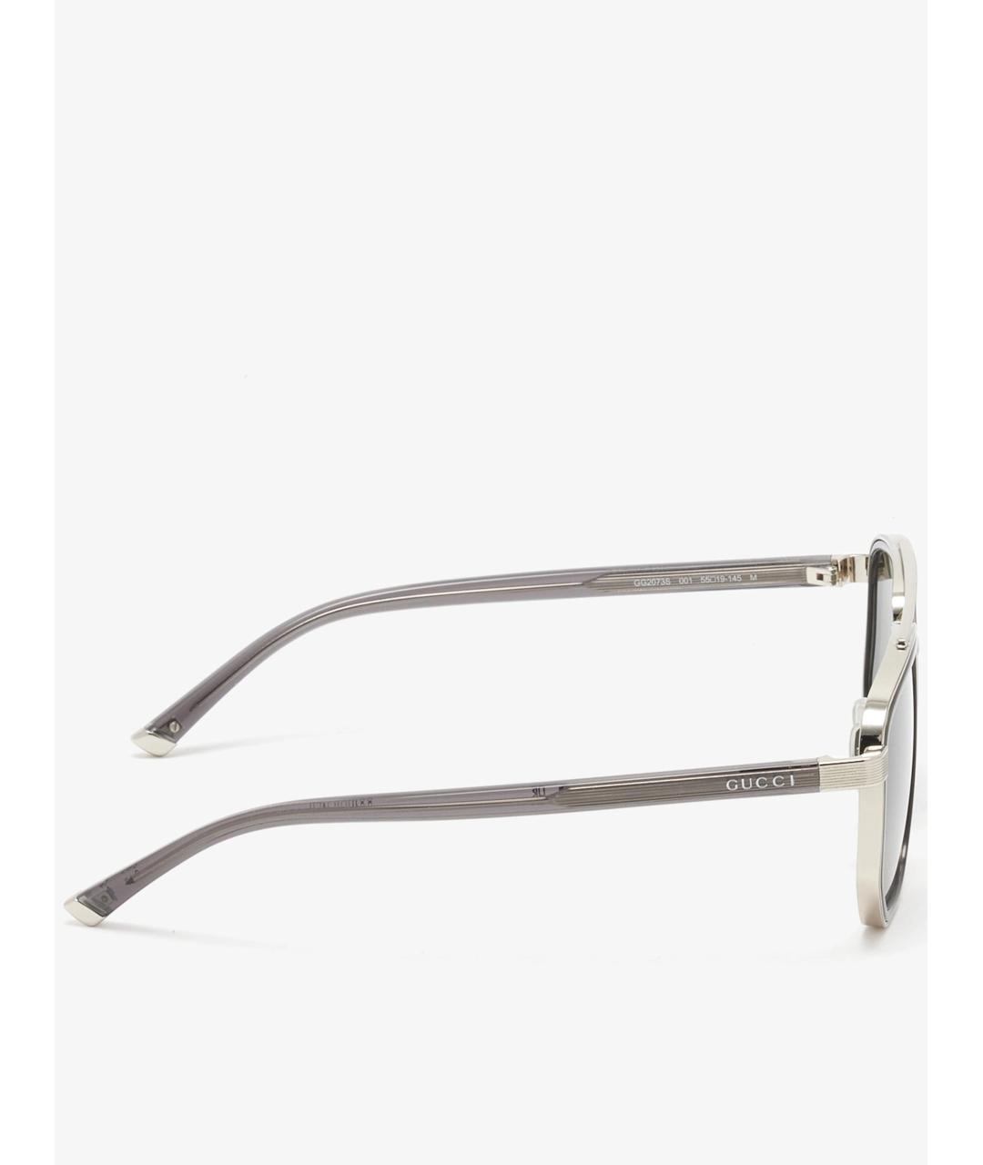 GUCCI Серебряные металлические солнцезащитные очки, фото 3