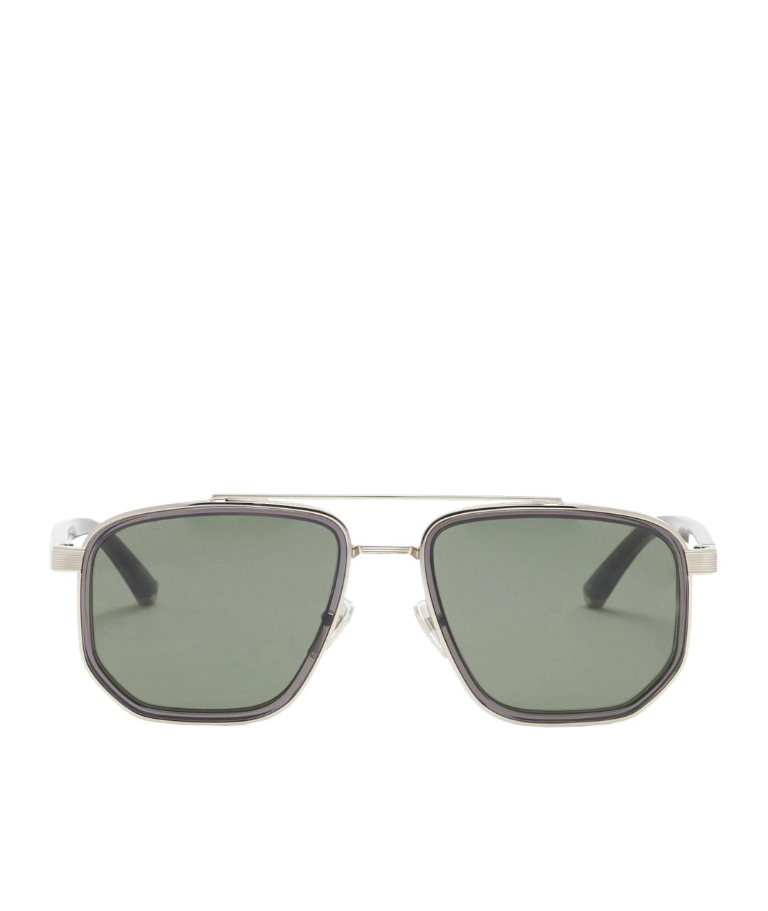 GUCCI Серебряные металлические солнцезащитные очки, фото 1