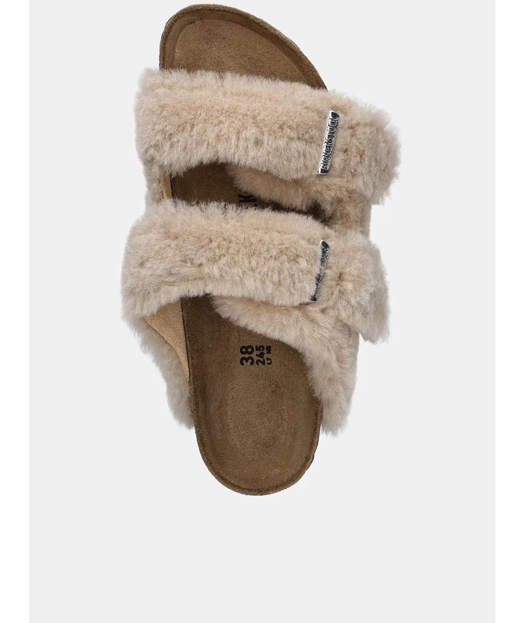 BIRKENSTOCK Бежевые кожаные шлепанцы, фото 4