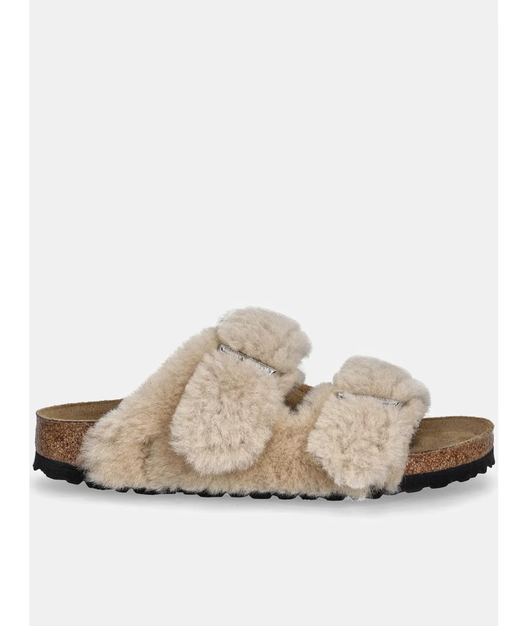 BIRKENSTOCK Бежевые кожаные шлепанцы, фото 6