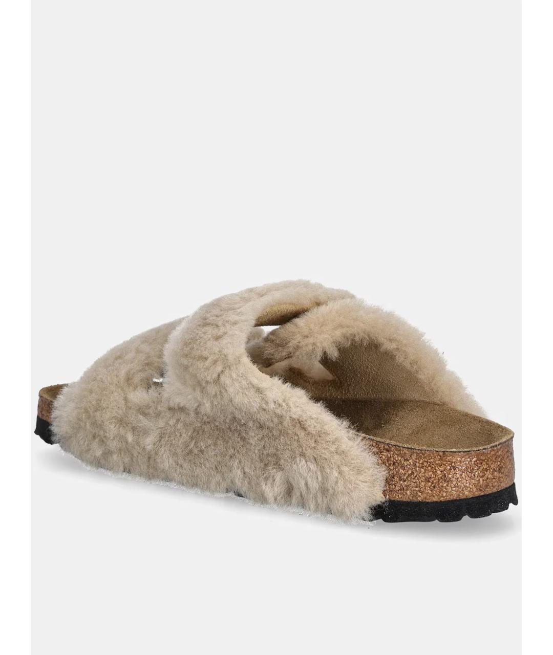 BIRKENSTOCK Бежевые кожаные шлепанцы, фото 3
