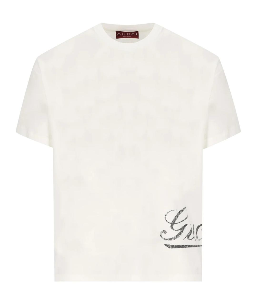 GUCCI Белая хлопковая футболка, фото 1