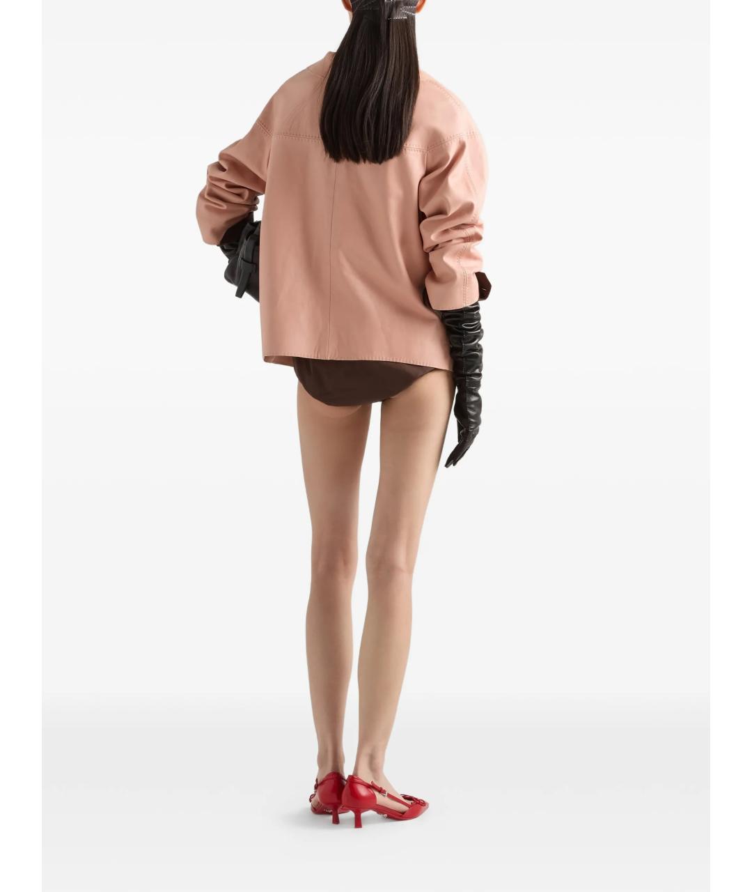 PRADA Розовая кожаная куртка, фото 3